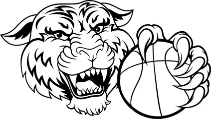 Tiger Basketball Ball Animal Sports Team Mascot