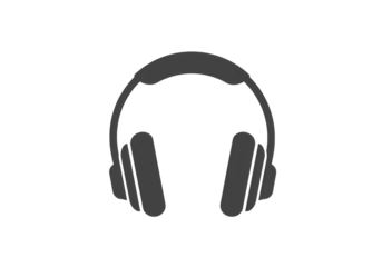 Gray Headphones Icon Minimalist Audio Listening Symbol isolated on transparent background