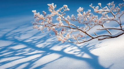 Frosted Branch on Snowy Ground