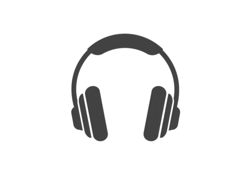 Gray Headphones Icon Minimalist Audio Listening Symbol isolated on transparent background