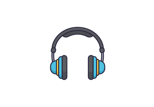 OverEar Headphones Minimalist Tech Design Element isolated on transparent background