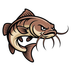 Fototapeta premium Catfish Funny cartoon vector art