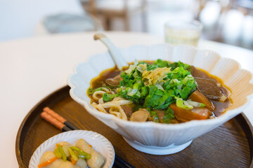 Traditional taiwan beef noodle soup bowl