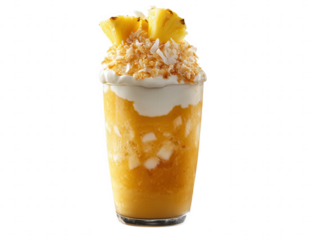 Pineapple smoothie with coconut isolated on transparent background