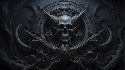 skull on black background