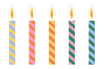 Striped birthday candles set