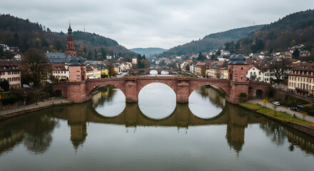 Fototapeta premium Picturesque Bridge Reflecting in the River
