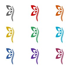 Human spine care icon isolated on white background. Set icons colorful