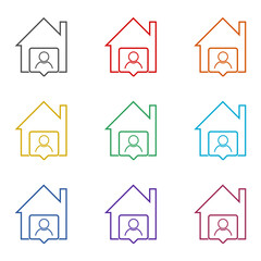 Work at home line icon isolated on white background. Set icons colorful