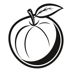 Royal Orange Apricot Fruit – Line Art Vector Illustration on White Background