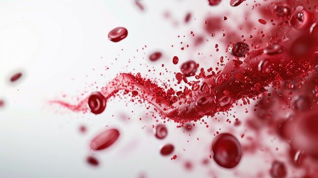 illustration showcasing red blood cells in motion within a flowing stream of blood plasma.
