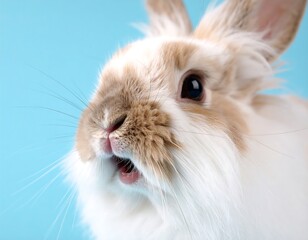white rabbit on a blue background