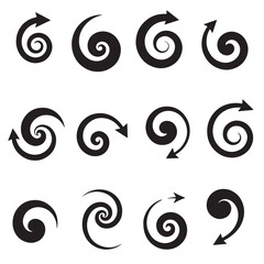 Black spiral arrows set isolated on a white background ready for design projects