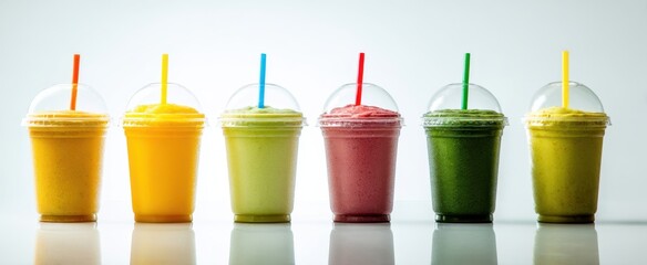 The vibrant array of smoothies showcasing fresh flavors and colors.
