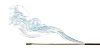 incense stick with gentle smoke trail, isolated on transparent background, meditative mood