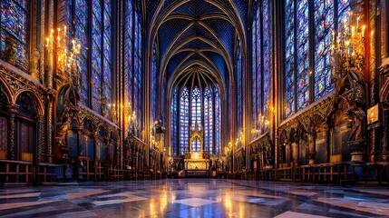 Interior view of a magnificent gothic chapel.