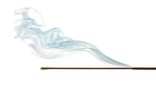 incense stick with gentle smoke trail, isolated on transparent background, meditative mood