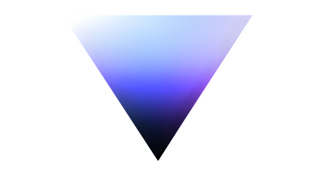 inverted triangle with fading gradient edges, abstract grounding, white background