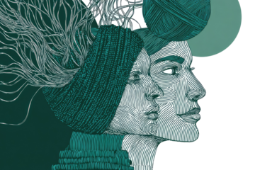 Intricate portrait of two faces