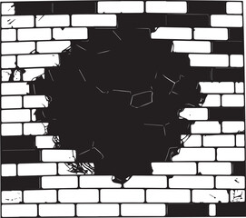 Brick Wall Broken Silhouette | Black Vector Illustration