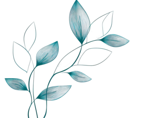Teal and white leaves on branches