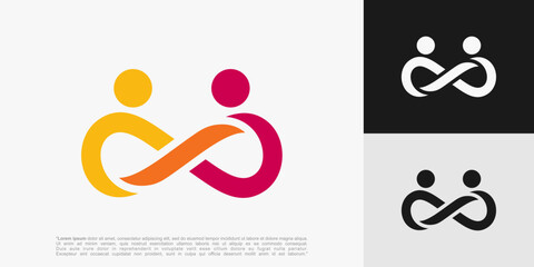 Abstract People Infinity Loop Logo design. teamwork icon vector illustration.
