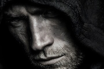 A lone, distressed figure beneath stark light, embodying intense radical emotions.