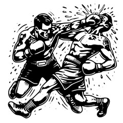 Fototapeta premium Boxer throwing a powerful punch in fight
