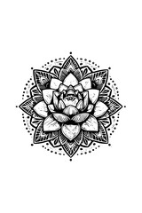 Obraz premium Mandala lotus flower design isolated on white background