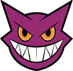 Spooky Purple Gengar Head Logo  Iconic Pok Mon Ghost Type Mascot
