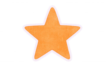Simple orange watercolor star with white border, isolated on transparent background, perfect for creative projects