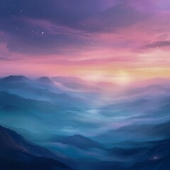 Fototapeta premium Celestial Dreamscape IV A surreal landscape of soft cosmic light and gentle gradients dreamy and expansive