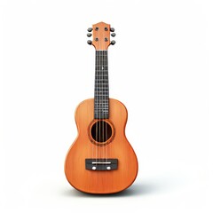 Obraz premium an AI Image Generator, Wooden Acoustic Ukulele Displayed Against