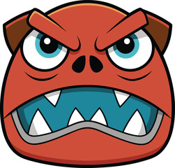 Angry Red Cartoon Monster Face Vector Art Fierce Eyes Sharp Teeth