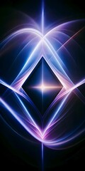 Abstract Diamond Shape with Flowing Light Streaks and Galactic Aura