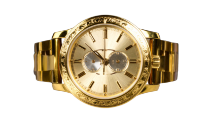 Old, luxury gold pocket watch with a black dial and a second hand