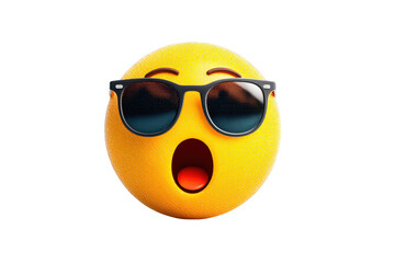 Surprised Emoji Face Wearing Sunglasses on Transparent Background