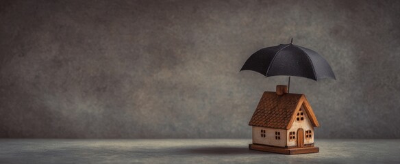 The house with an umbrella symbolizing protection and security from uncertainties.