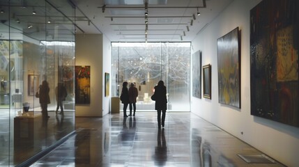 Art Gallery Interior with Visitors