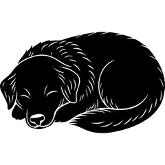  Sleeping Dog Silhouette Vector Illustration