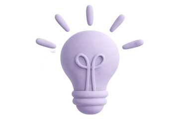 3d rendering of a purple light bulb shining brightly against a transparent background, symbolizing a new idea or innovation