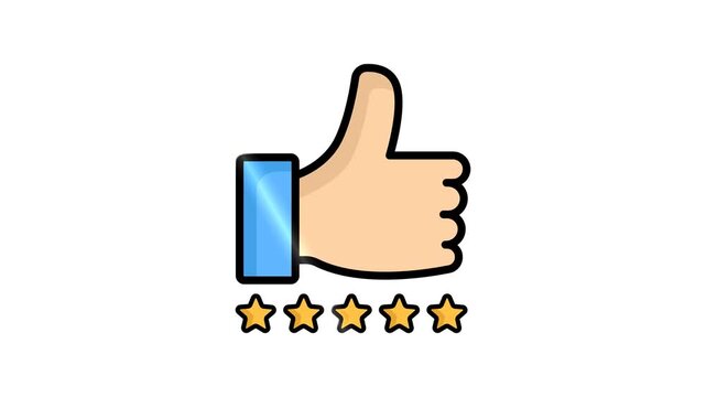 Excellence icon animated. thumb with star icon. animated icon related to motivation. suitable for user interface, provide visual feedback and more. alpha channel, transparent background