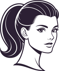 Elegant Woman Profile Illustration With Ponytail For Beauty And Style