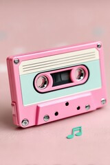 Retro cassette tape player in vibrant minimalist style brings nostalgic vibes to modern listening experiences. CD Player Day