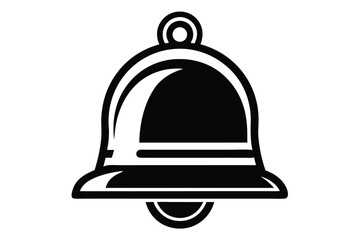 Simple black bell icon with a white background depicts old technology