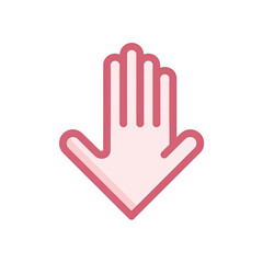 Obraz premium Pink hand icon pointing down