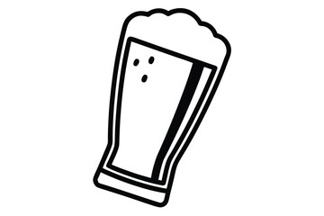 Outlined stout glass with foam displays simplicity and modern appeal on white