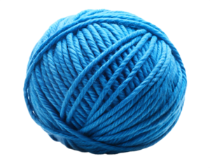 Vibrant Blue Yarn Ball: Perfect for Craft Projects and Textile Designs  isolated on white background PNG.AI Generated.