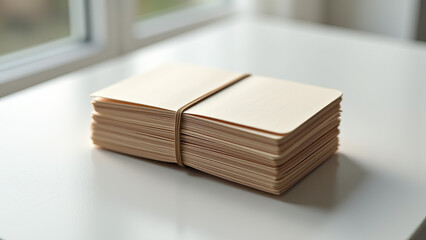 Stack of envelopes tied with string on clean desk
