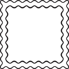 Obraz premium Scalloped Edge Rectangular Frame | Undulate Squiggle Black Vector